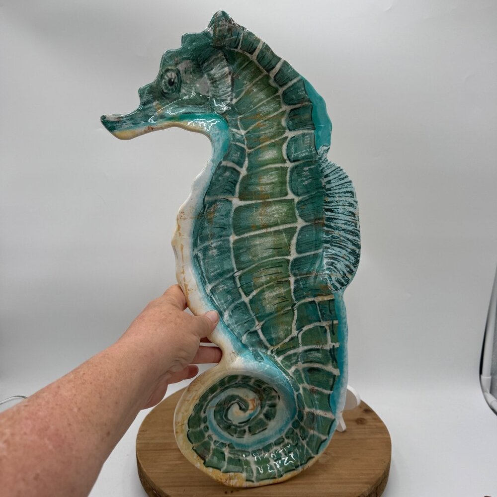 Pier 1 Large Melamine Seahorse Shaped Tray Server Chip N Dip 19" x 8" Spikey pla